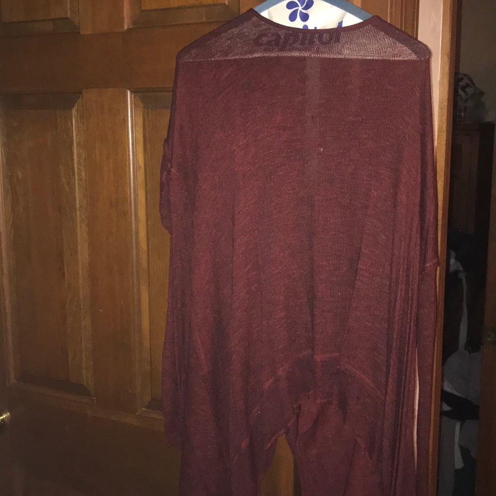 Free People burgundy open back sweater